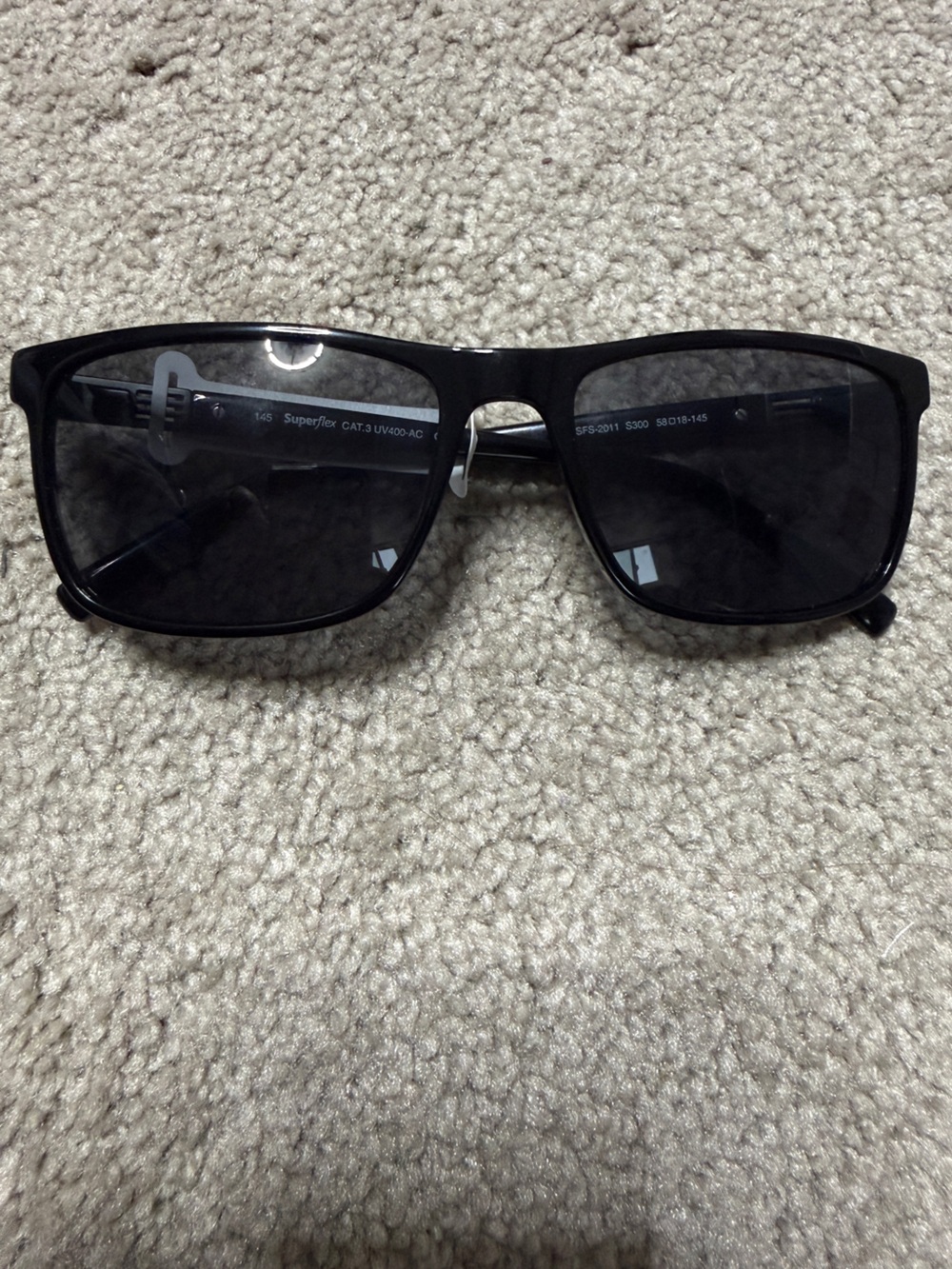 Brand New Superflex SFS-2011 Black Square Sunglasses UV400